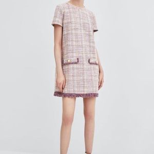 Zara Fringed Tweet Dress Size Small
